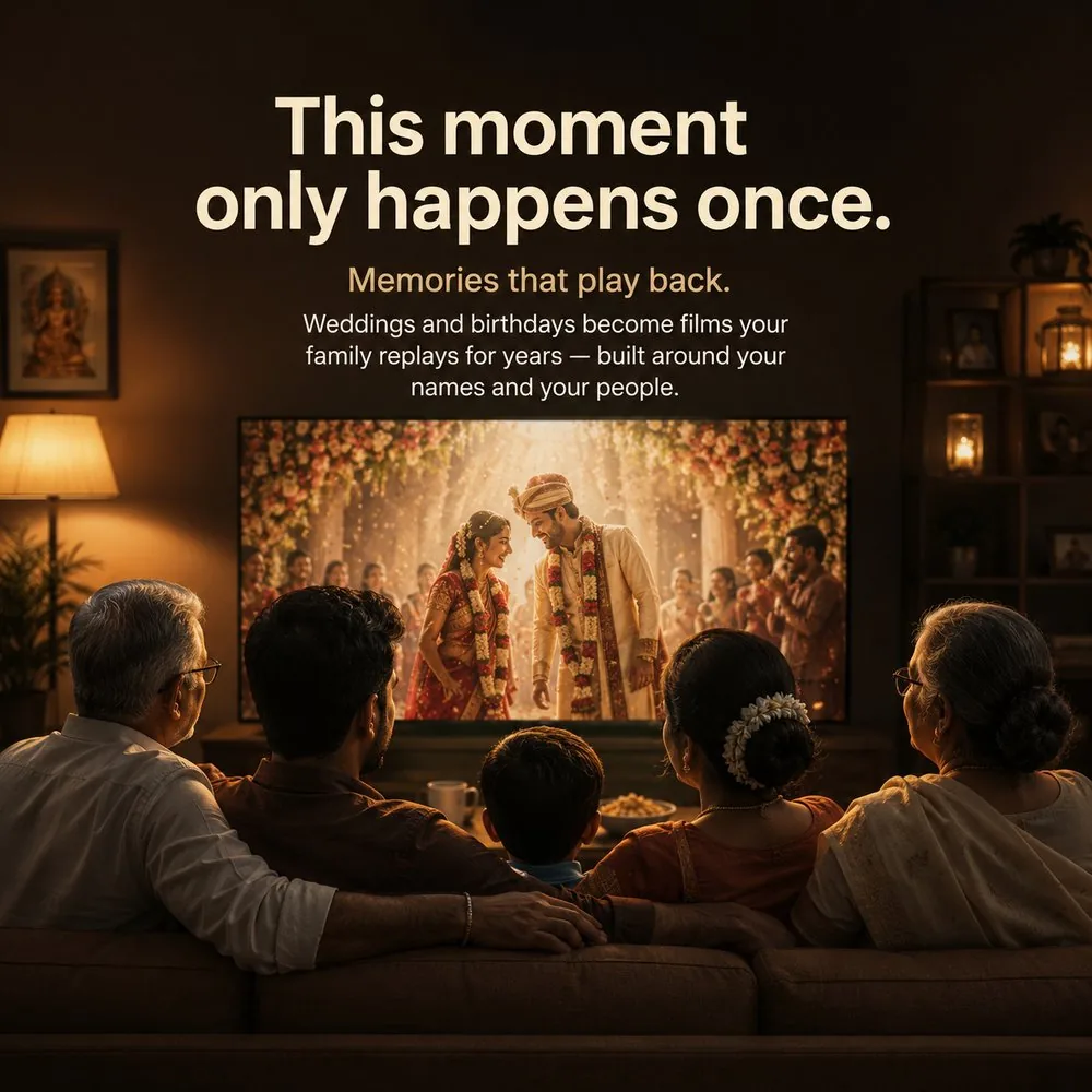 This moment only happens once — AI wedding and birthday films your family replays for years